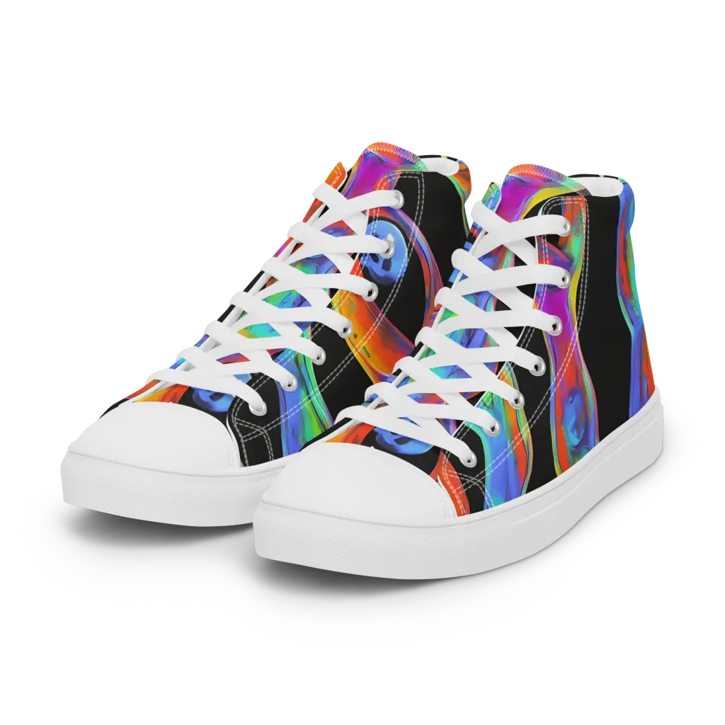 Vibrant Vortices on Women's High Top Canvas Shoes — Left Front