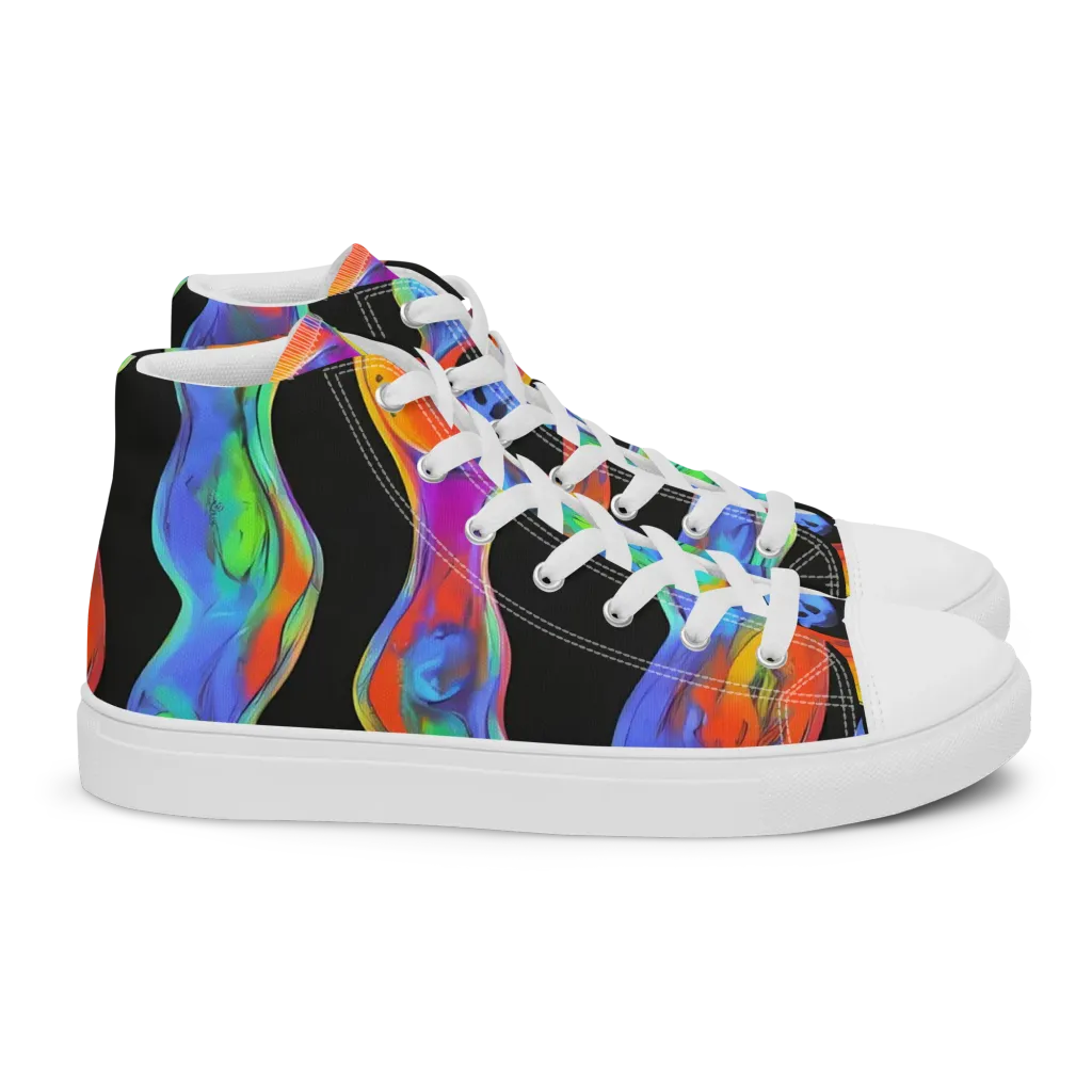 Vibrant Vortices on Women's High Top Canvas Shoes — Right