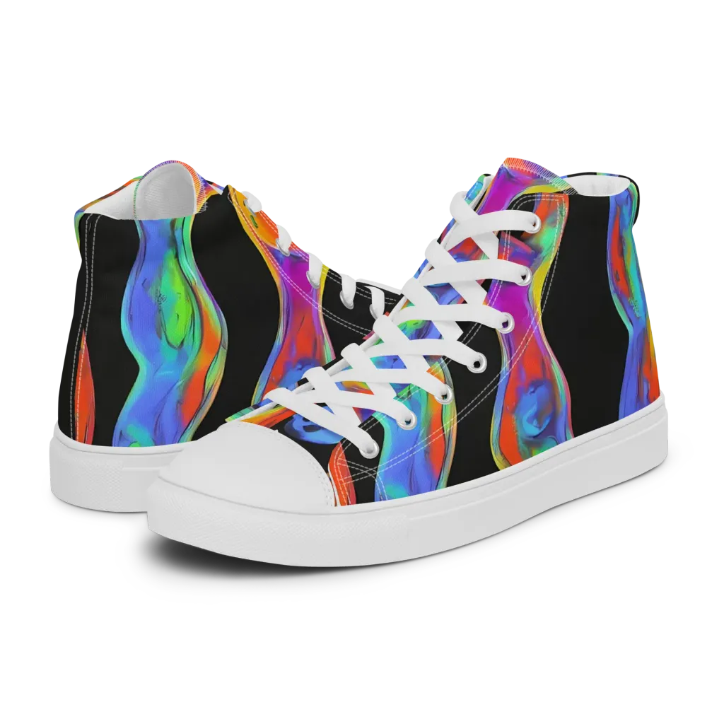 Vibrant Vortices on Women's High Top Canvas Shoes — Left