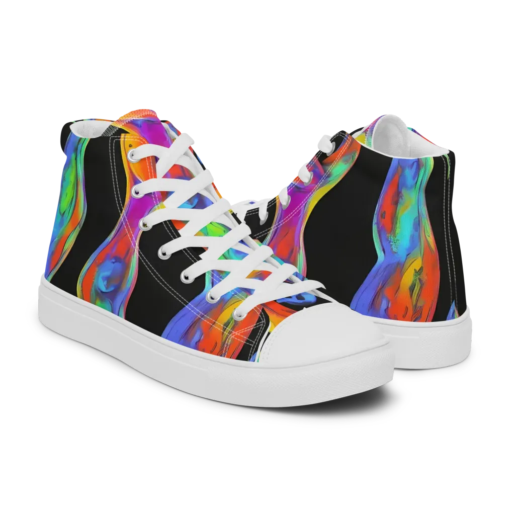 Vibrant Vortices on Women's High Top Canvas Shoes — Right