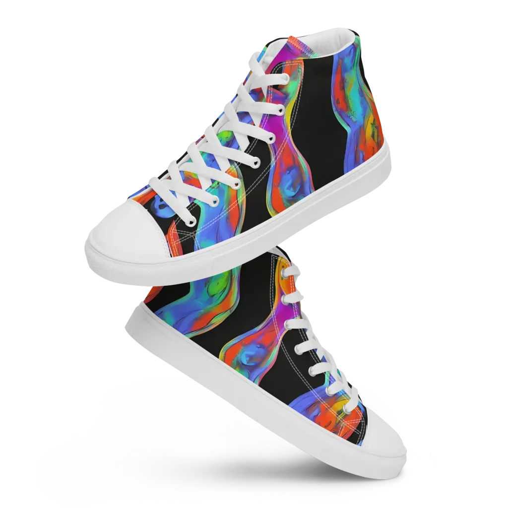 Vibrant Vortices on Women's High Top Canvas Shoes — Front