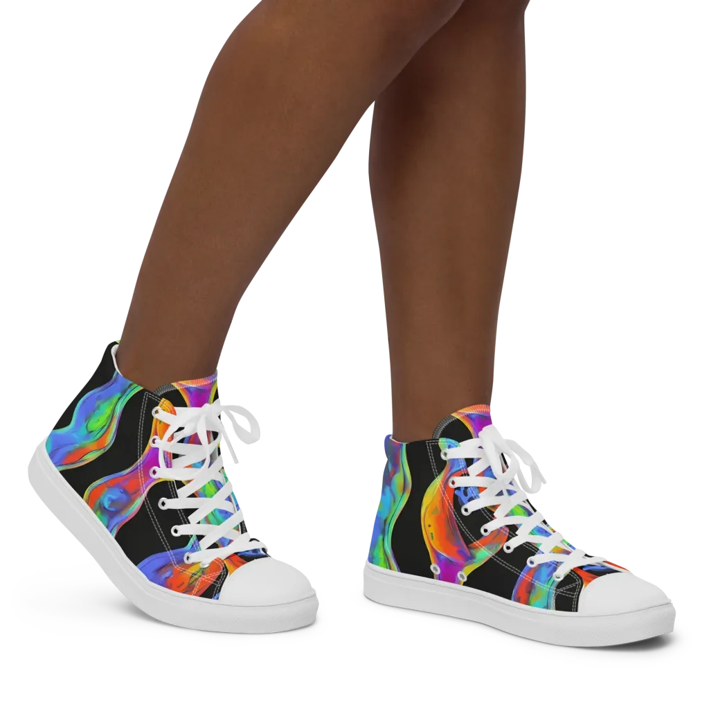 Vibrant Vortices on Women's High Top Canvas Shoes — Right