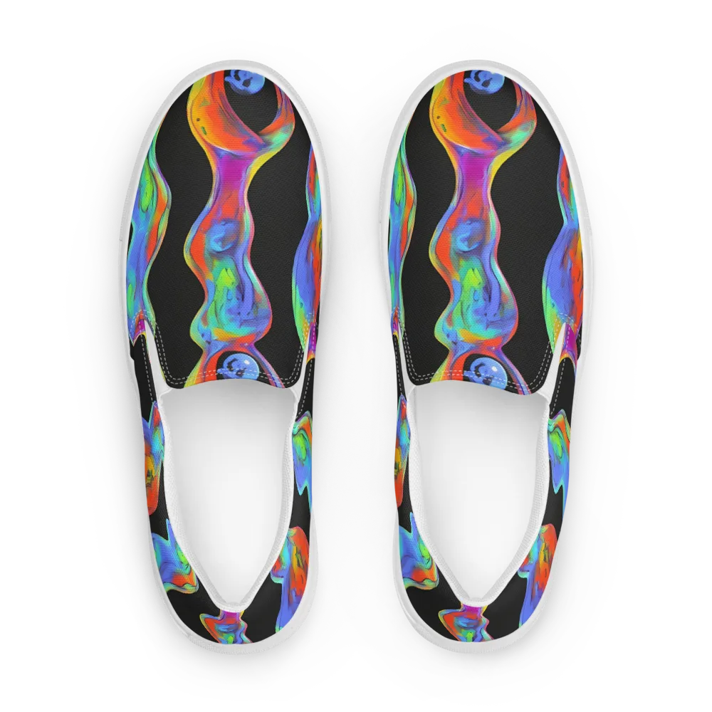 Vibrant Vortices on Men's Slip-On Canvas Shoes — Front