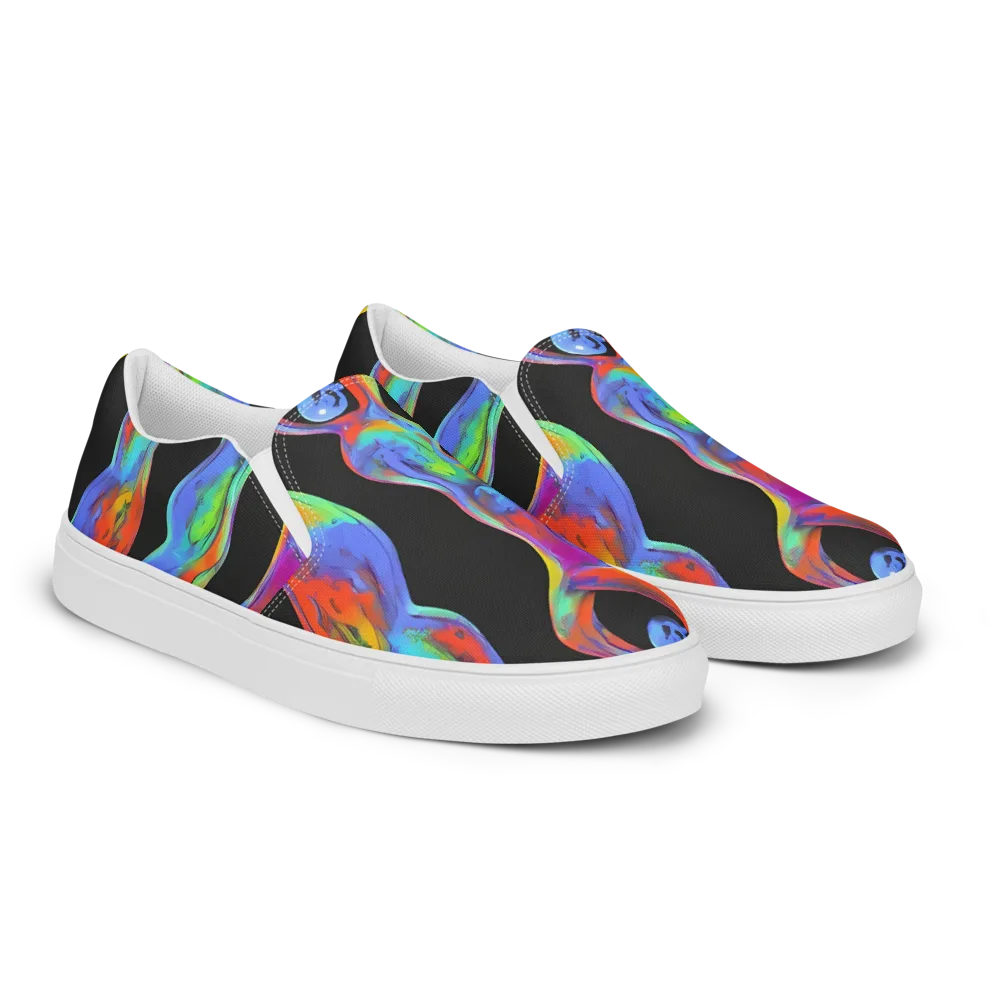 Vibrant Vortices on Men's Slip-On Canvas Shoes — Right Front