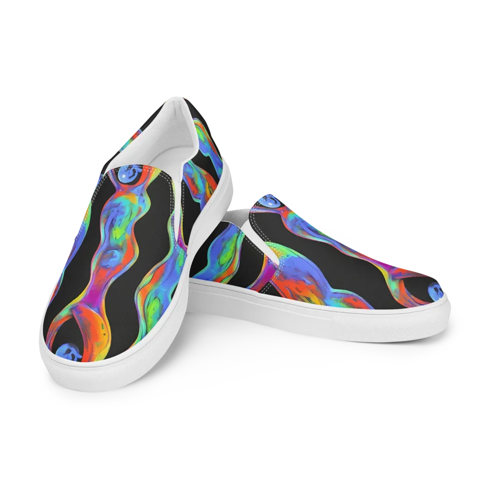 Vibrant Vortices on Men's Slip-On Canvas Shoes — Left Front