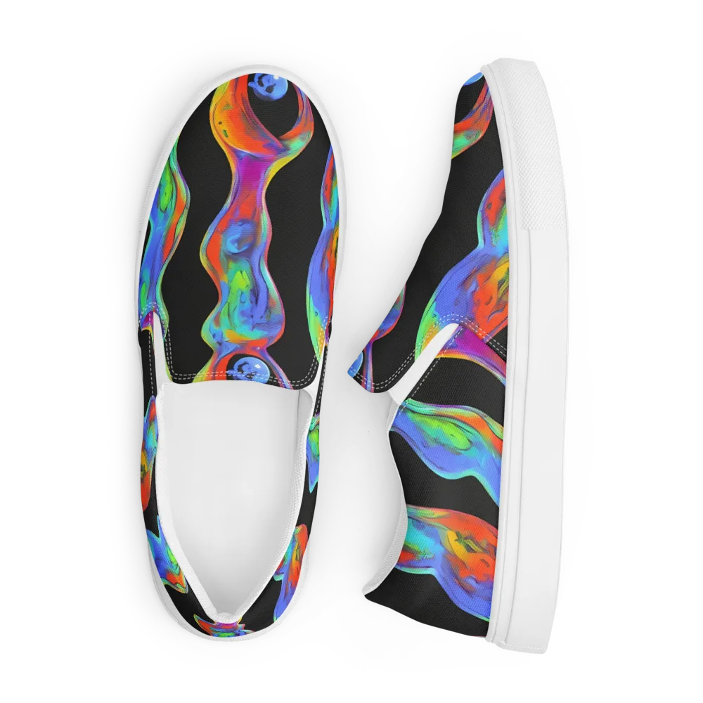 Vibrant Vortices on Men's Slip-On Canvas Shoes — Front