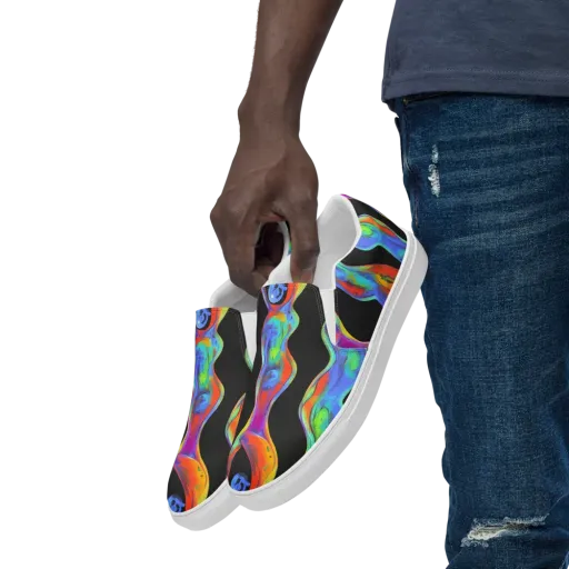 Vibrant Vortices on a Men's Slip-On Canvas Shoes