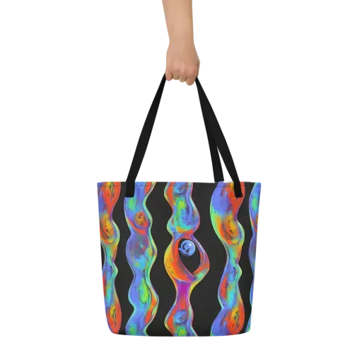 Vibrant Vortices on a Large Tote Bag W/ Pocket