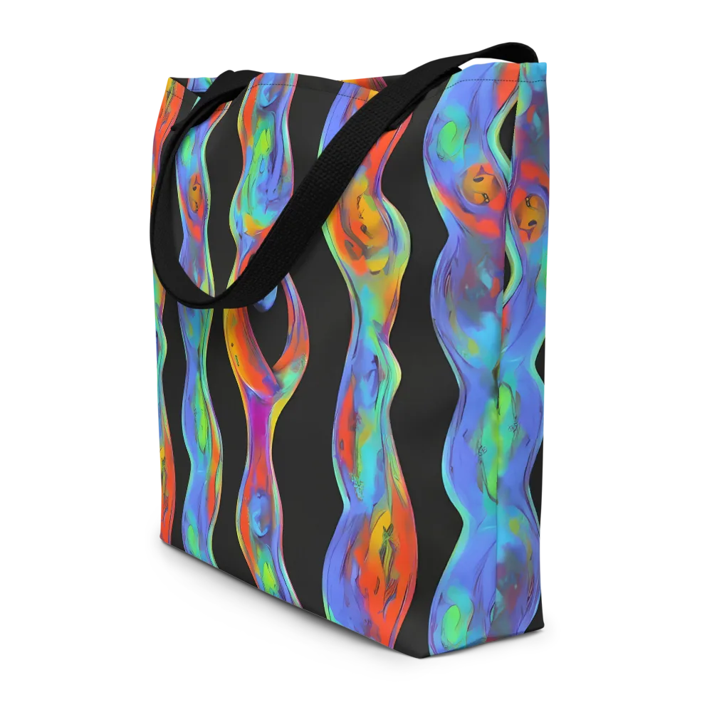 Vibrant Vortices on Large Tote Bag W/ Pocket — Front