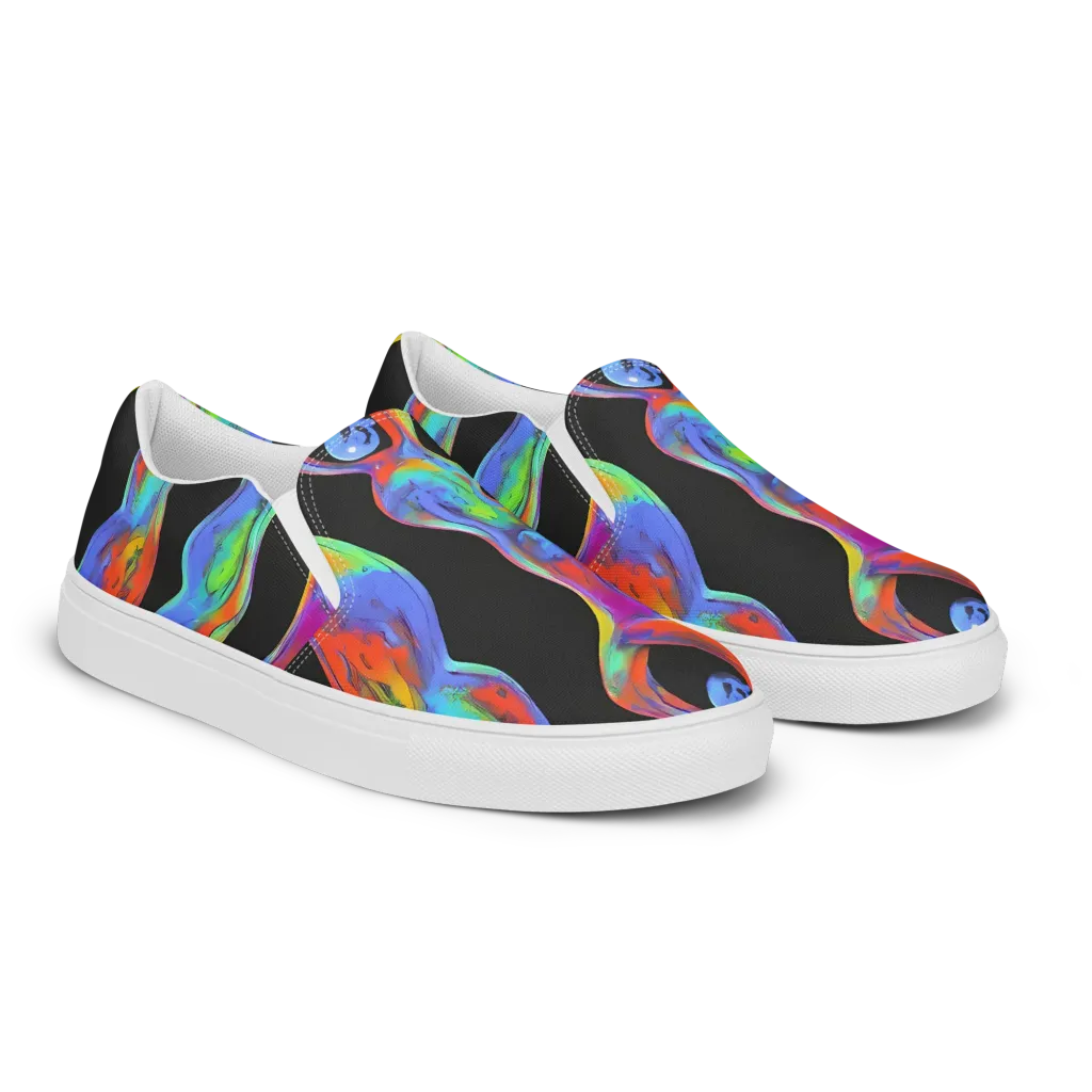 Vibrant Vortices on Women's Slip-On Canvas Shoes — Right Front