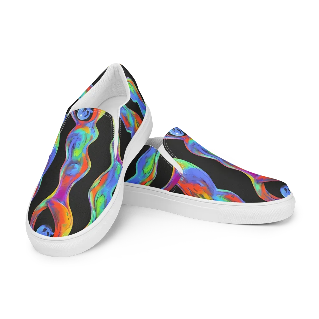 Vibrant Vortices on Women's Slip-On Canvas Shoes — Left Front