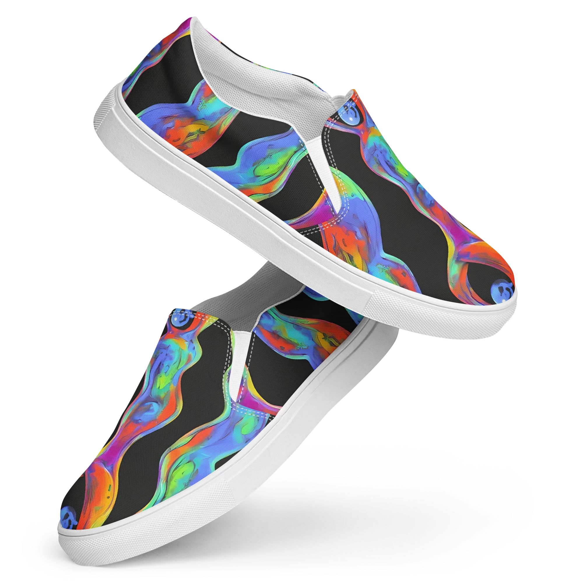 Vibrant Vortices on Women's Slip-On Canvas Shoes — Front