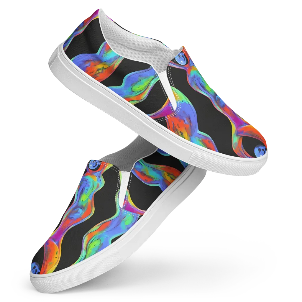 Vibrant Vortices on Women's Slip-On Canvas Shoes — Front