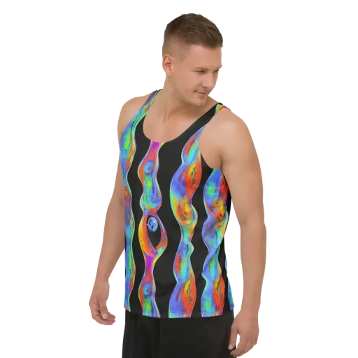 Vibrant Vortices on a Men's Tank Top