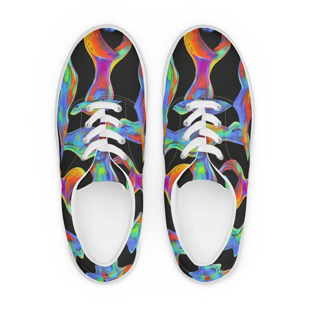 Vibrant Vortices on Men's Lace-Up Canvas Shoes — Front