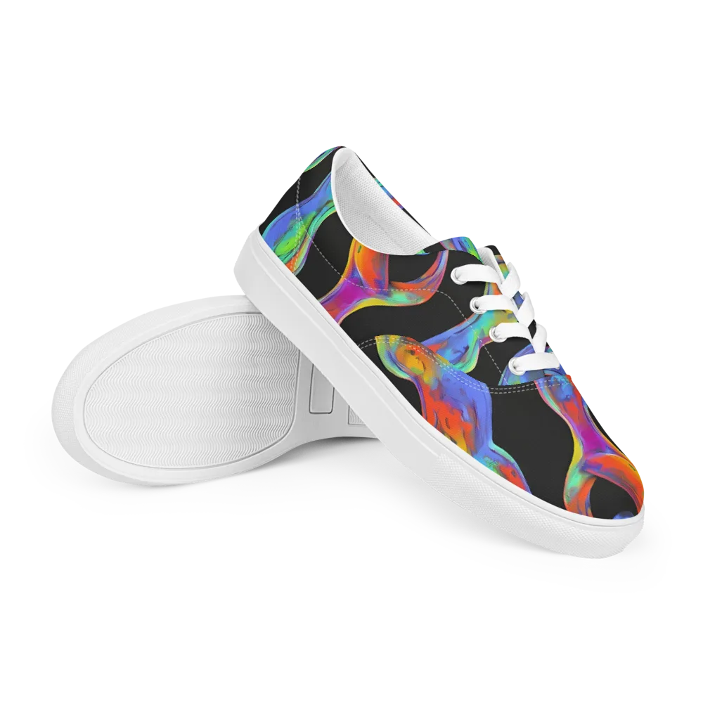 Vibrant Vortices on Men's Lace-Up Canvas Shoes — Right Front