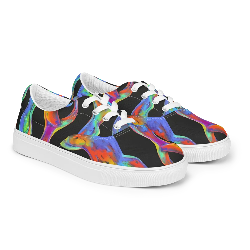Vibrant Vortices on Men's Lace-Up Canvas Shoes — Right Front
