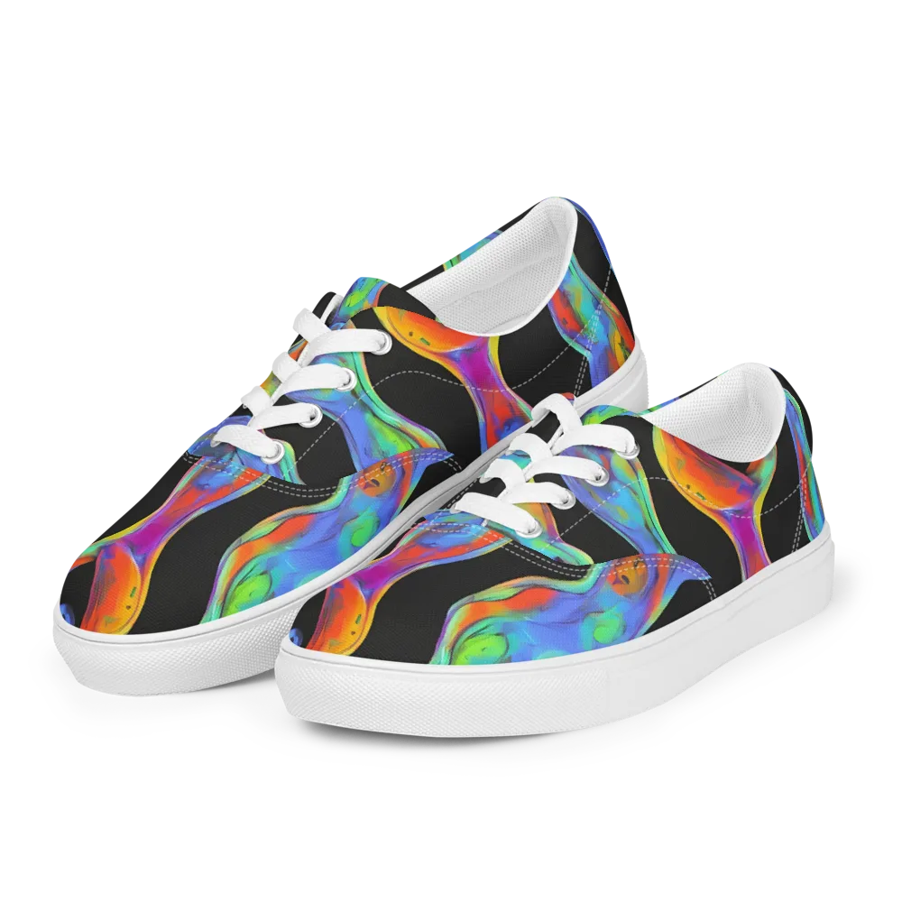 Vibrant Vortices on Men's Lace-Up Canvas Shoes — Left Front