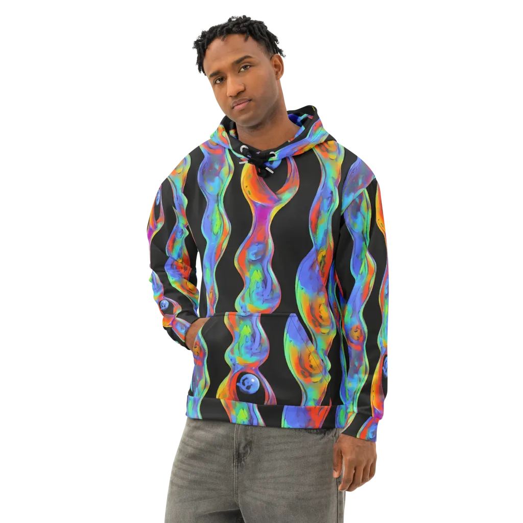 Vibrant Vortices on Cotton Hoodie — Left Front