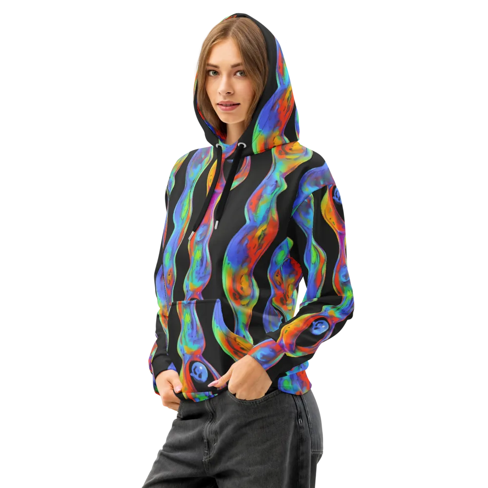 Vibrant Vortices on Cotton Hoodie — Left Front