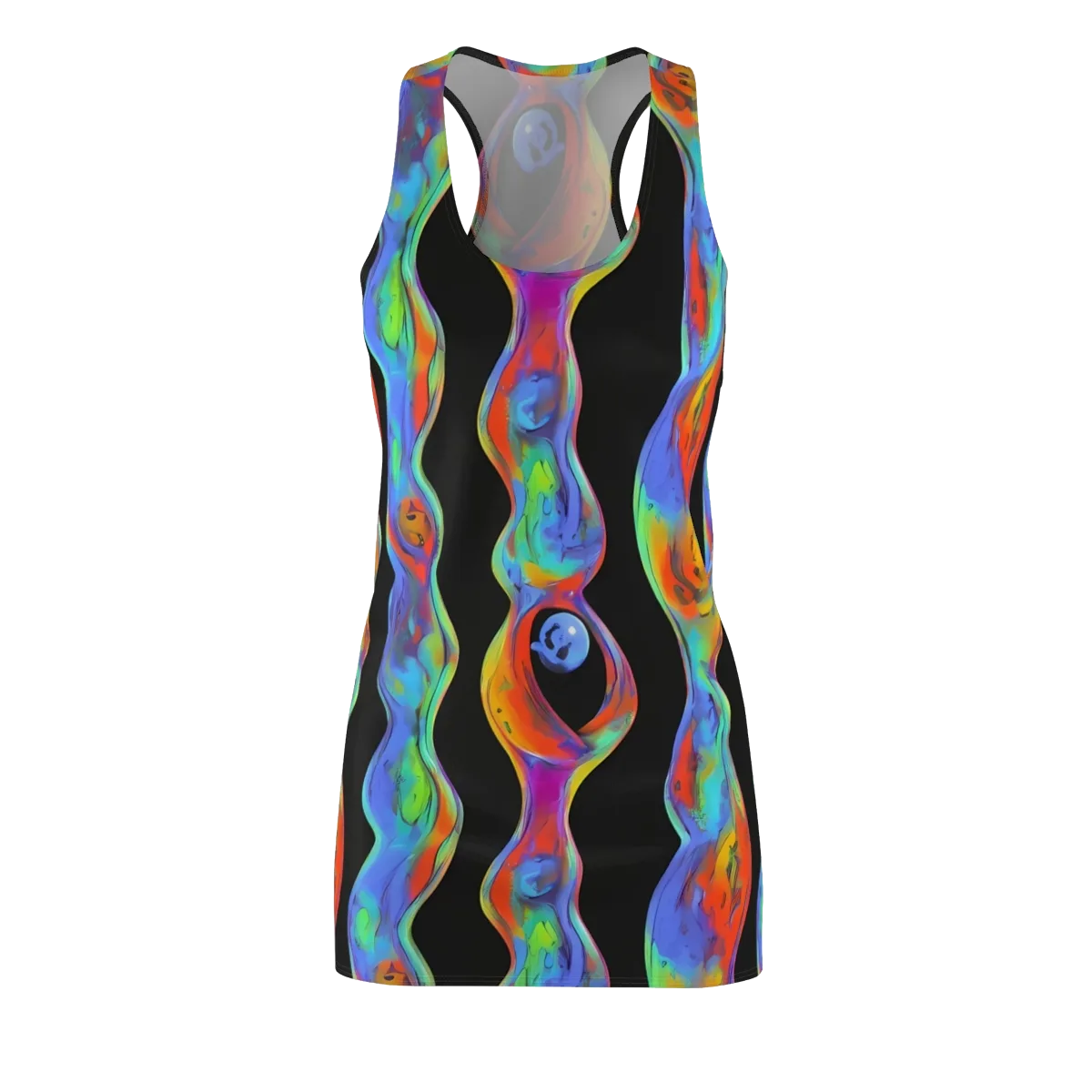 Vibrant Vortices on Racerback Dress — Front