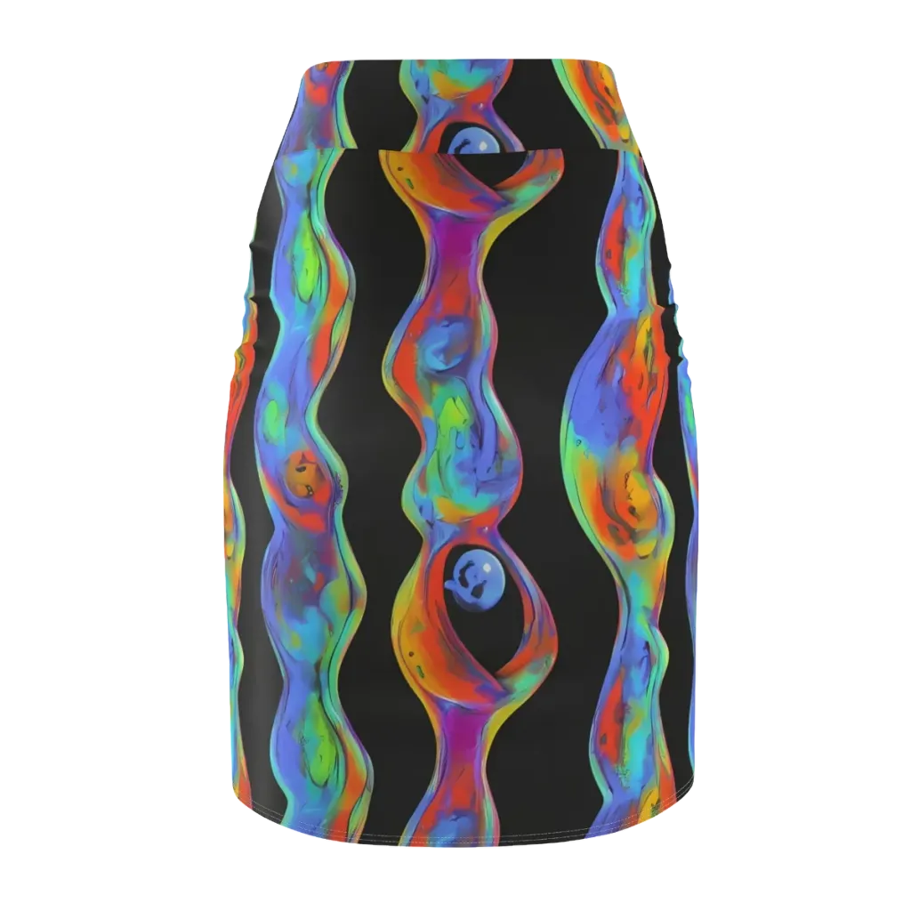 Vibrant Vortices on Pencil Skirt — Back