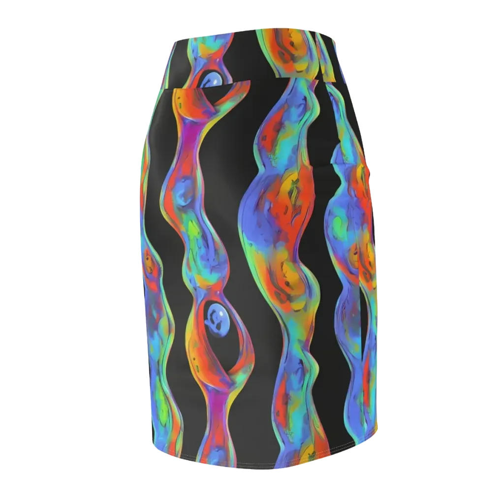 Vibrant Vortices on Pencil Skirt — Back Side