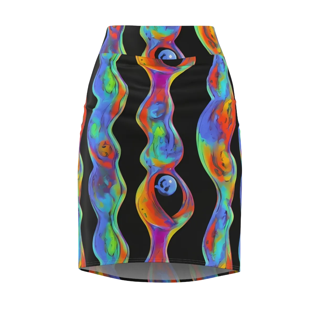 Vibrant Vortices on Pencil Skirt — Front