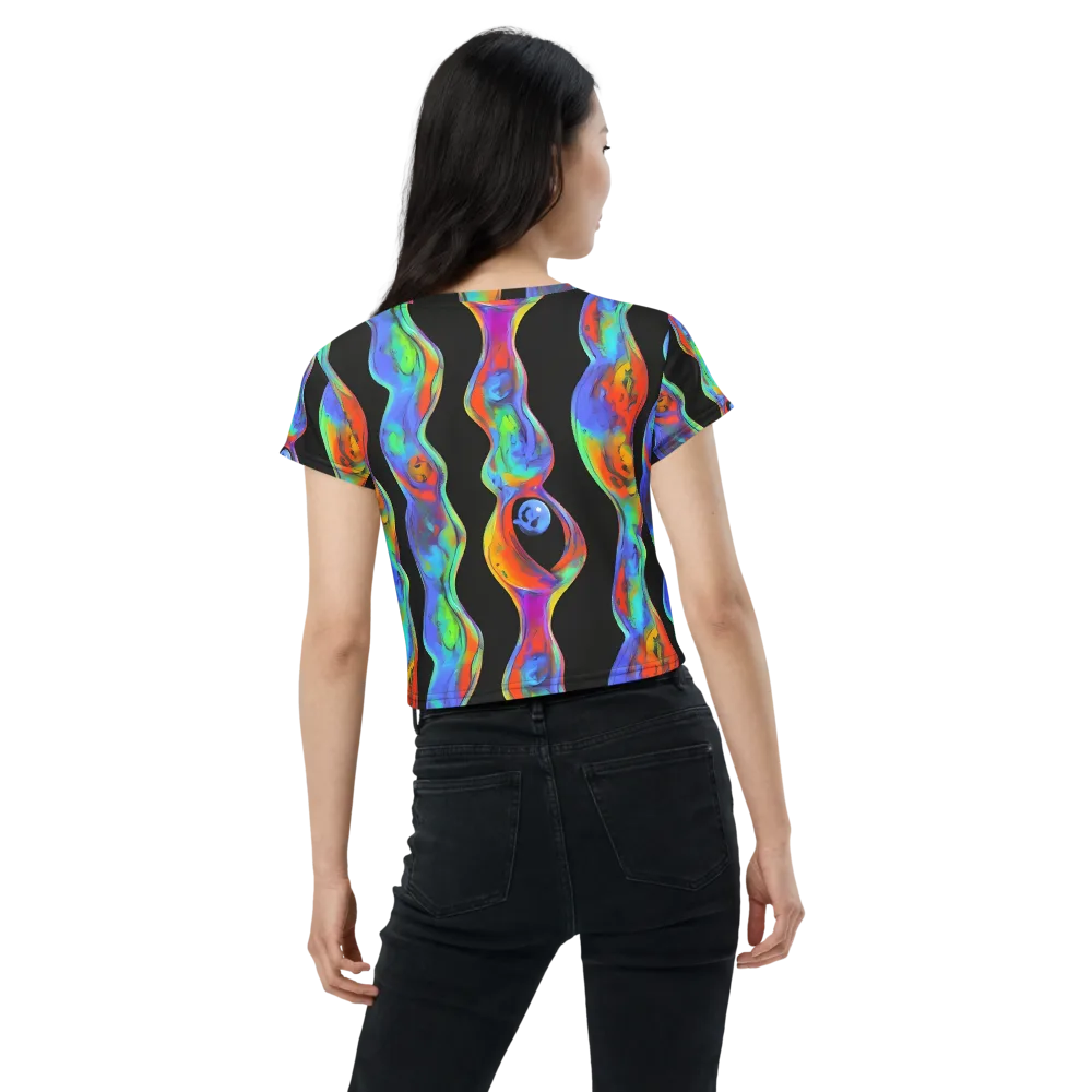 Vibrant Vortices on Crop Tee — Back