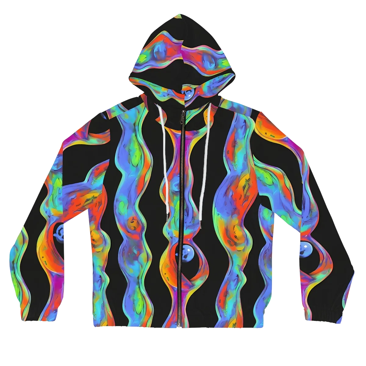 Vibrant Vortices on Women's Full-Zip Hoodie — Front
