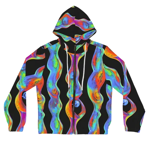 Vibrant Vortices on a Women's Full-Zip Hoodie