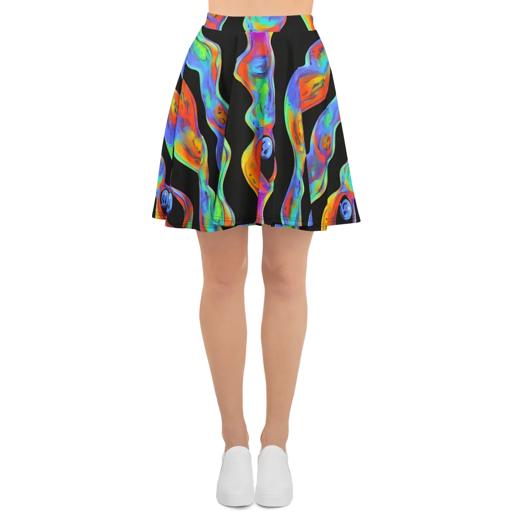 Vibrant Vortices on Skater Skirt — Front