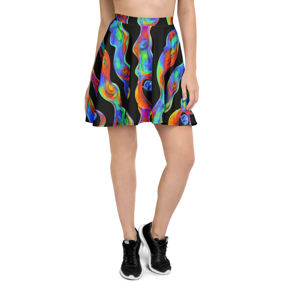 Vibrant Vortices on Skater Skirt — Front