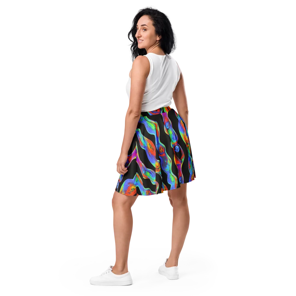 Vibrant Vortices on Skater Skirt — Back