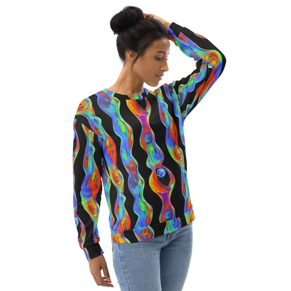 Vibrant Vortices on Sweatshirt — Right Front