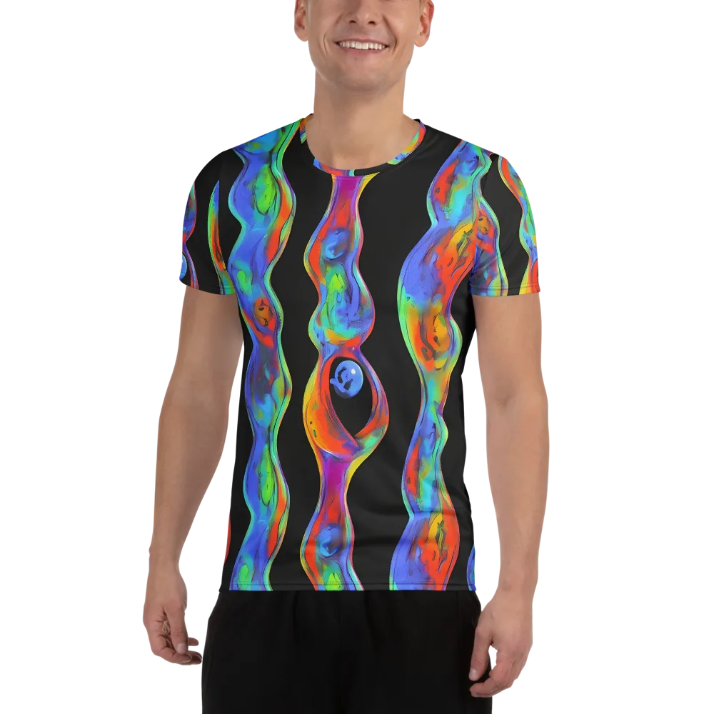 Vibrant Vortices on Men's Athletic T-Shirt — Front