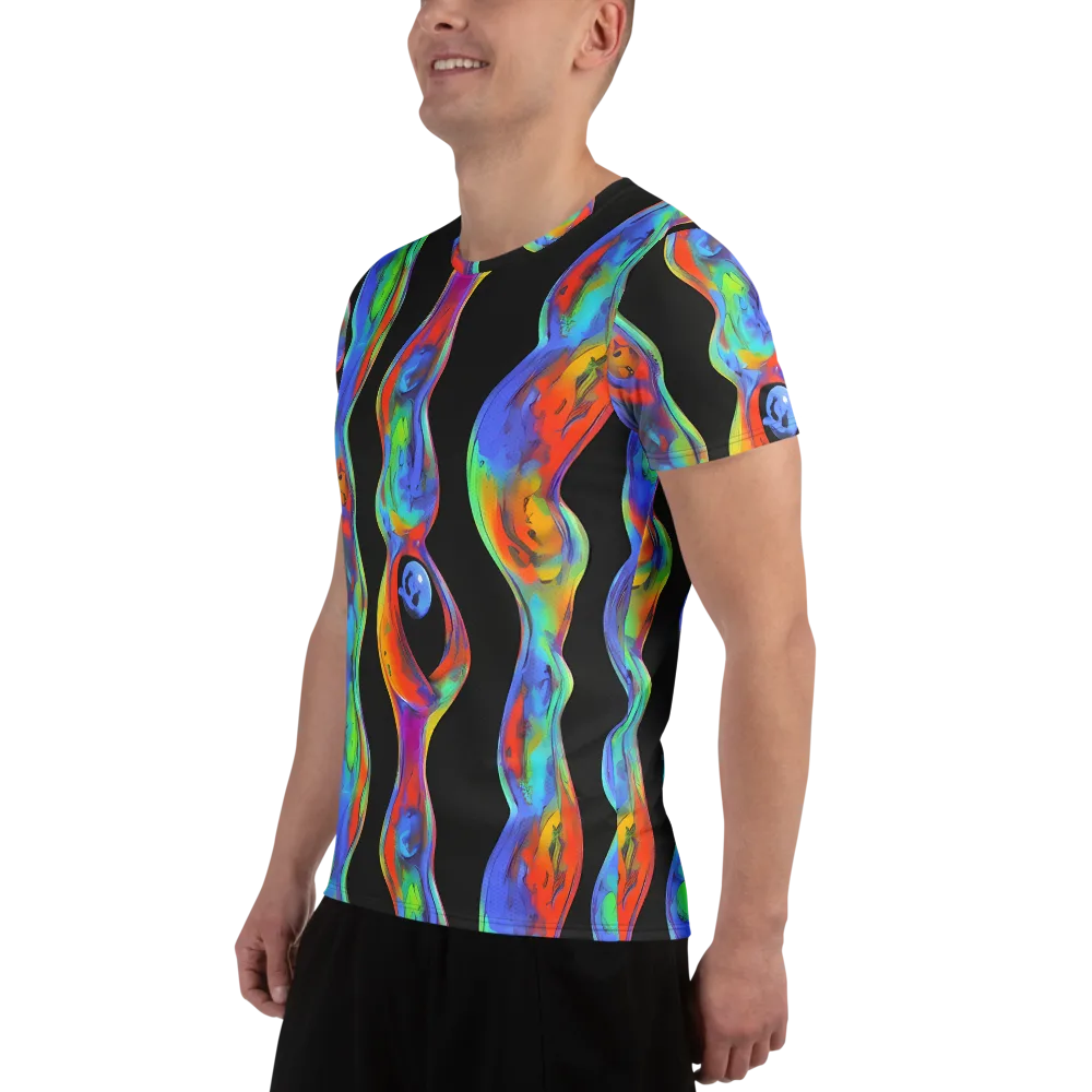 Vibrant Vortices on Men's Athletic T-Shirt — Left