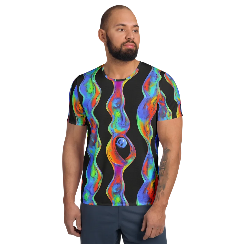 Vibrant Vortices on Men's Athletic T-Shirt — Front