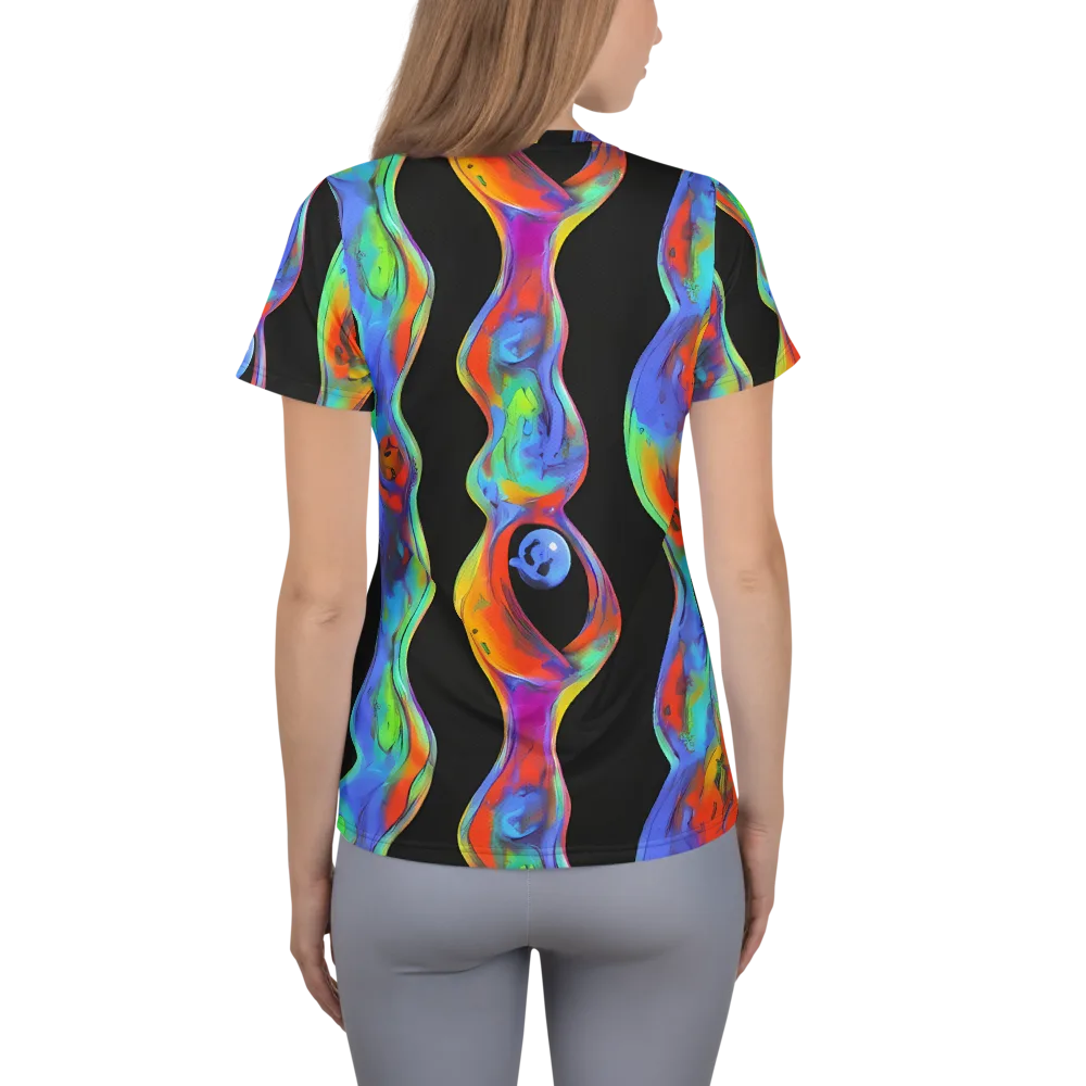 Vibrant Vortices on Women's Athletic T-Shirt — Back