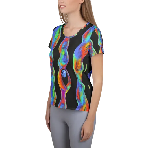 Vibrant Vortices on a Women's Athletic T-Shirt