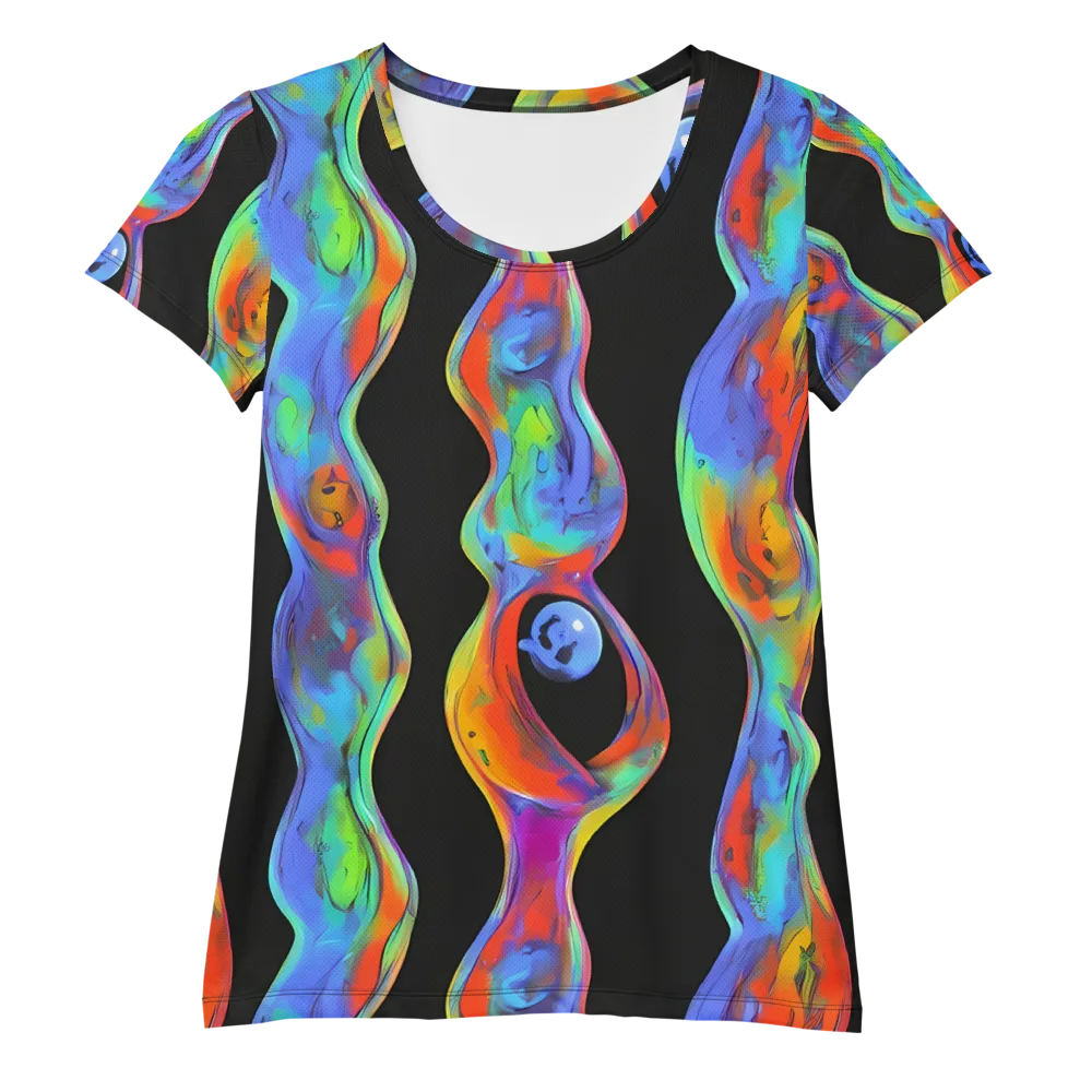 Vibrant Vortices on Women's Athletic T-Shirt — Front