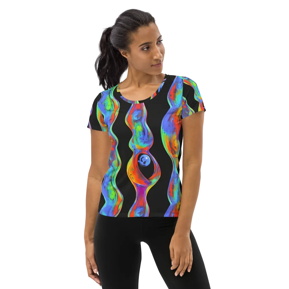 Vibrant Vortices on Women's Athletic T-Shirt — Front