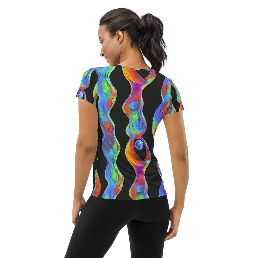 Vibrant Vortices on Women's Athletic T-Shirt — Back