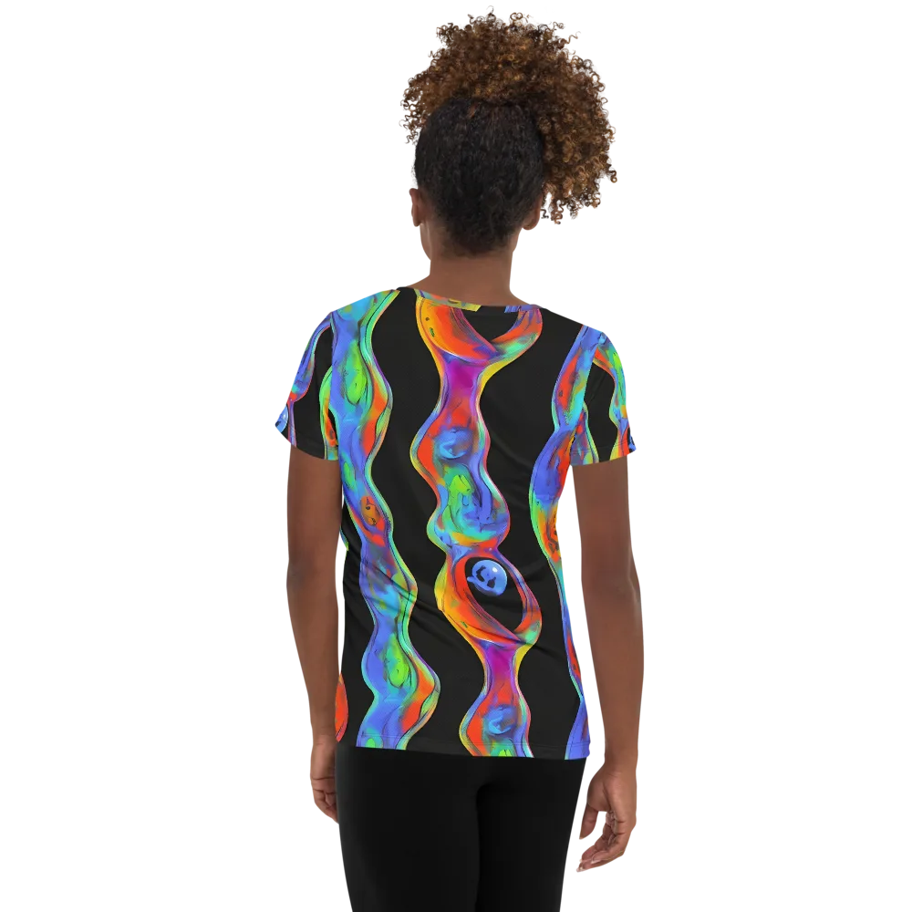 Vibrant Vortices on Women's Athletic T-Shirt — Back