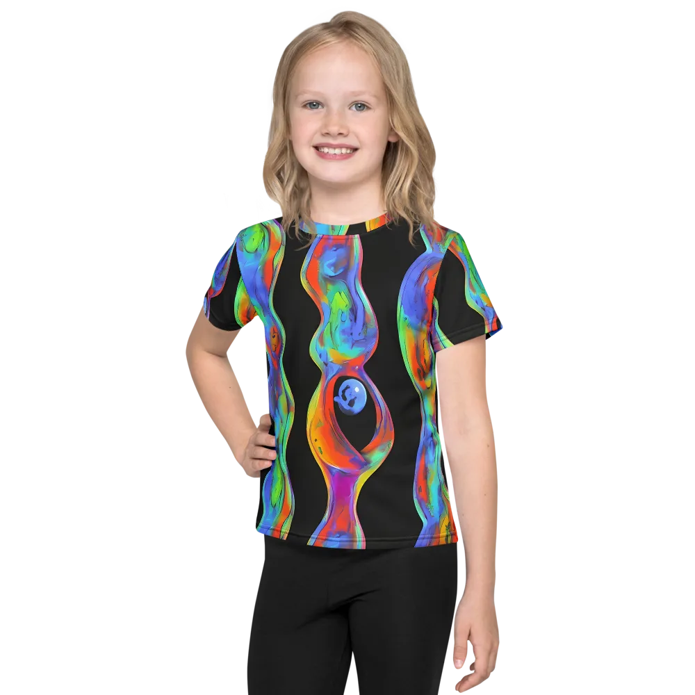 Vibrant Vortices on Kids Crew Neck T-Shirt — Front