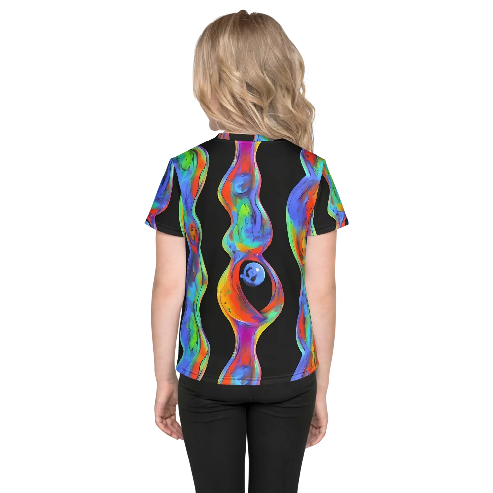 Vibrant Vortices on Kids Crew Neck T-Shirt — Back