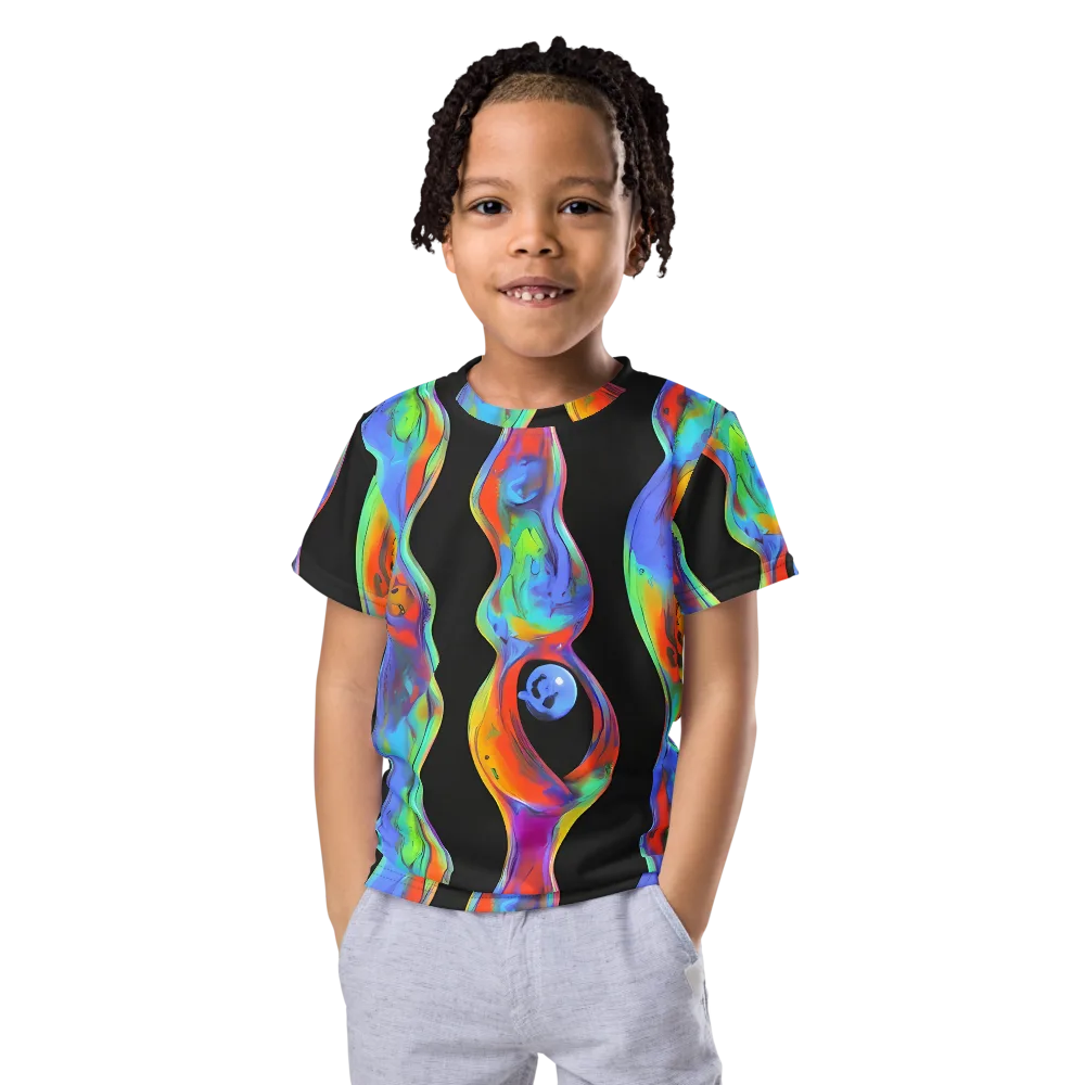 Vibrant Vortices on Kids Crew Neck T-Shirt — Front