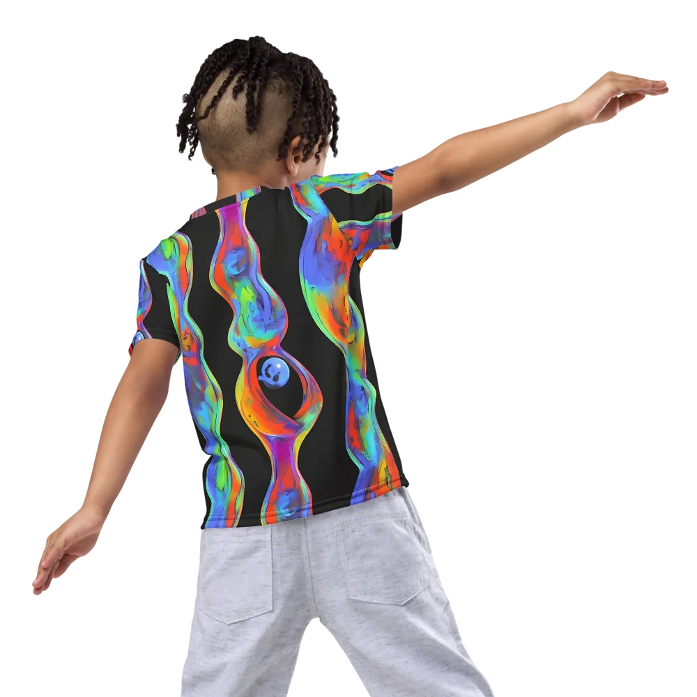 Vibrant Vortices on Kids Crew Neck T-Shirt — Back