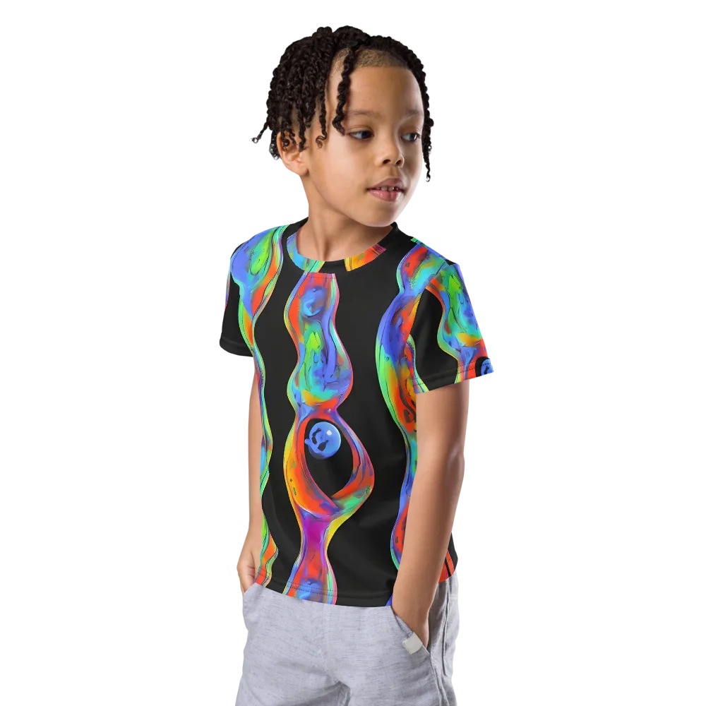 Vibrant Vortices on Kids Crew Neck T-Shirt — Left Front