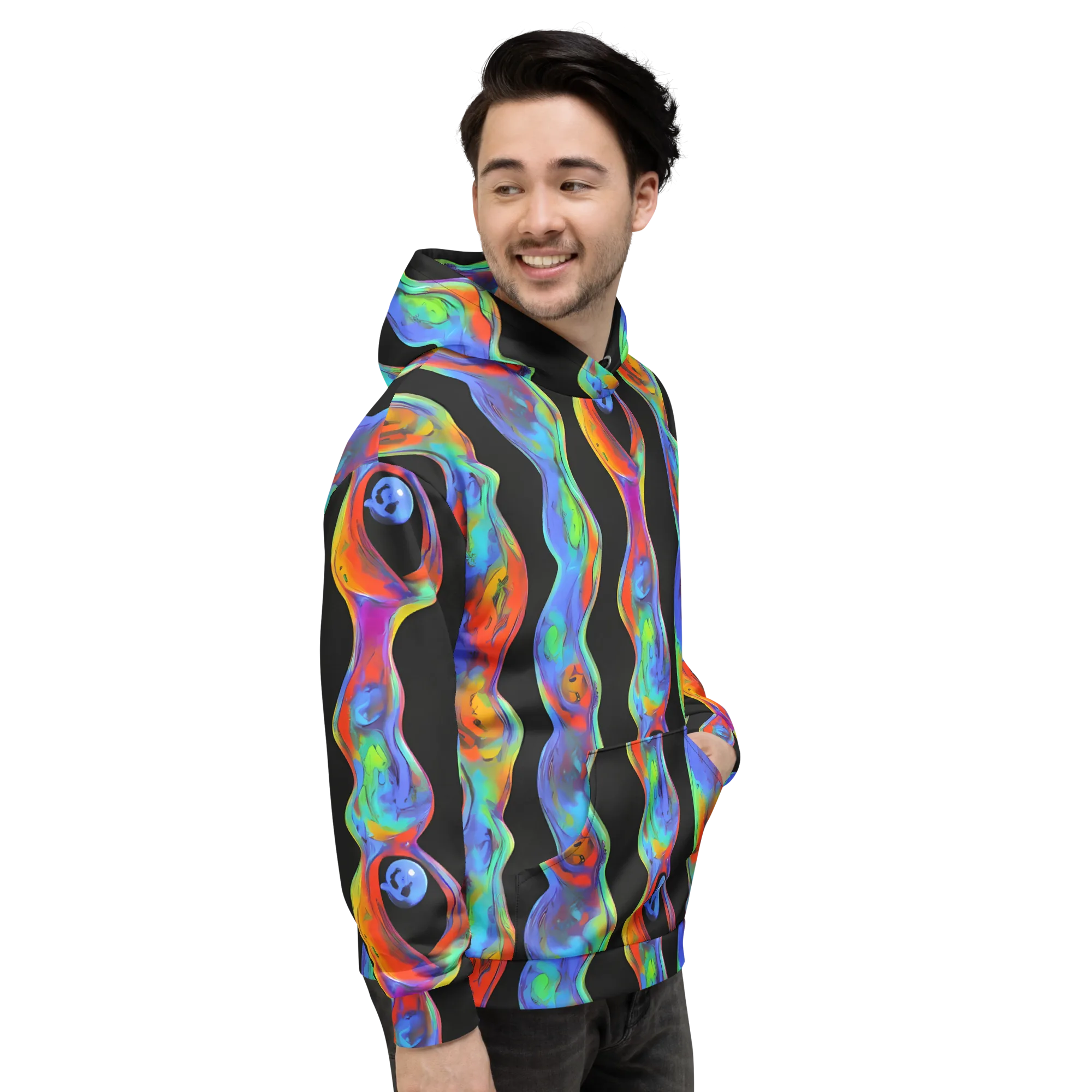 Vibrant Vortices on Hoodie — Right